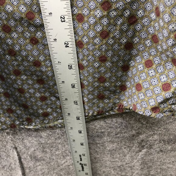 Kurt River Long Sleeve Shirt Mens S Slim Fit Olive Green Burgundy Geo Print - Picture 9 of 10